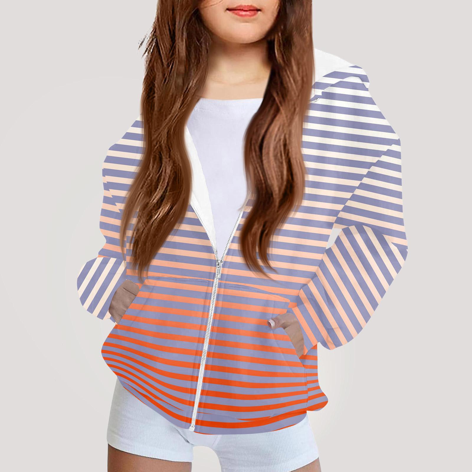 

Детская мода Принтованная толстовка с капюшоном с длинными рукавами Куртка-худи для девочек 160