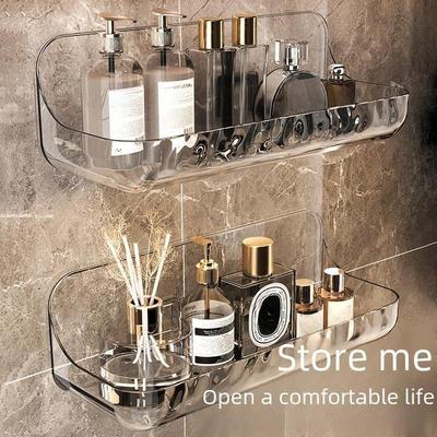 Acryl Badezimmer Wandmontiertes Aufbewahrungsregal für Kosmetik Modern Schlichter Stil