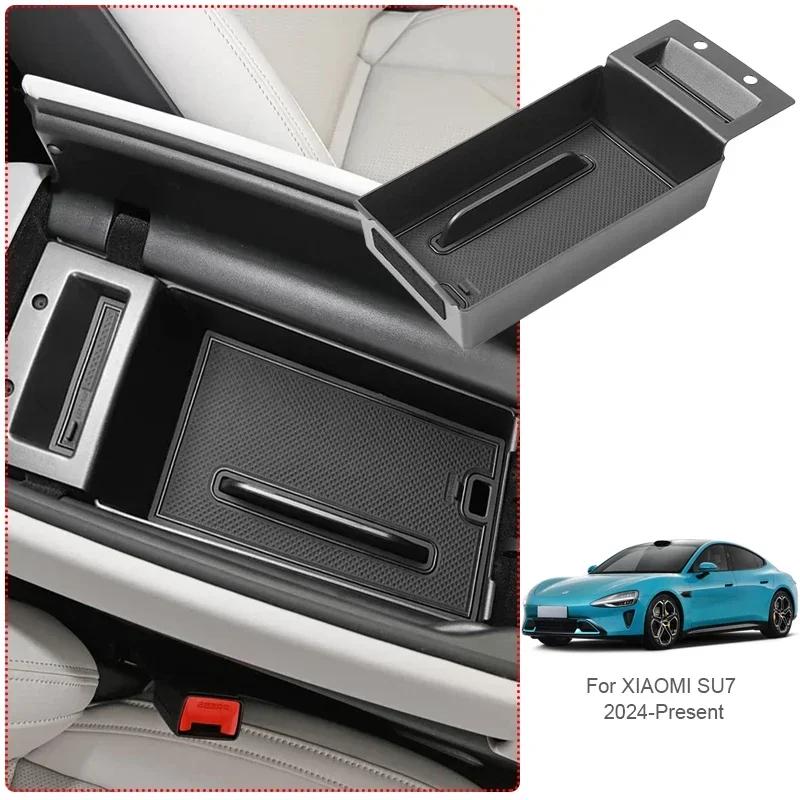 Car Armrest Box Storage Door Organizer Barrel For XIAOMI SU7 2024-Present GPS Under Central Control Tray Water Cup Holder
