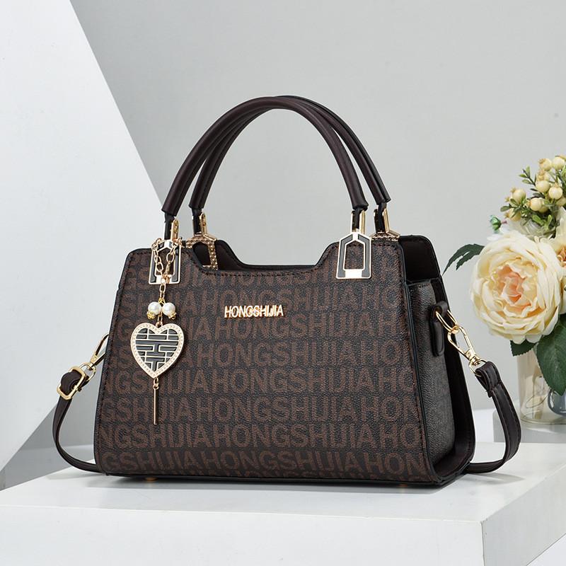 Chic European Vintage Pu Shell Bag Medium Size Floral Print Shoulder Bag For Women