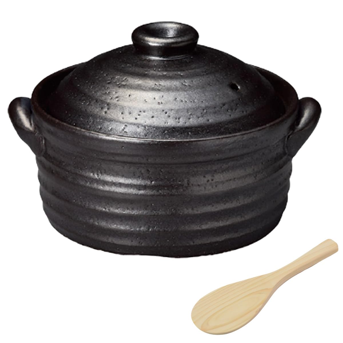 

Dento Honpo Rice Cooker with Black Double Wooden Rice Paddle Suitable for IH and Direct Banko Made in A perfect gift for and other Perfect for and