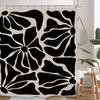Abstract Matisse Flower Shower Curtain Retro Vintage Aesthetic Minimalist Black Modern Bathroom Set Accessories Decor with