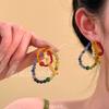 Deconstruction Rainbow~ Dopamine Color Crystal Beaded Earrings Femininity Contrast Color Holiday Wind Earrings Ear Clips Accessories