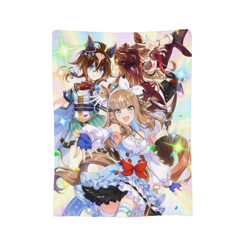 Uma Musume Pretty Derby Blanket Fleece Textile Decor Animals Anime Portable Ultra-Soft Throw Blankets for Sofa Bedroom Quilt