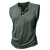 Men’s Sleeveless Tank Tops Henley Collar Button Fitness Vest Summer Sports Casual Holiday Wear T-Shirts