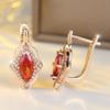 Exquisite Marquise Cut Red Zircon Drop Earrings for Women Luxury Wedding Accessories Fine Jewelry New Year's Gift