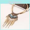 Vintage Gold Leaf Pendant Necklace With Tassel For Boho Fashion And Casual Wear