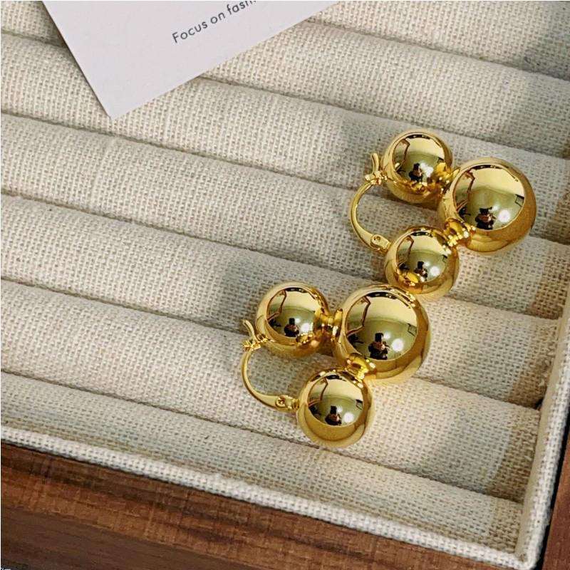 French Minimalist Chic Retro Round Ball Earrings