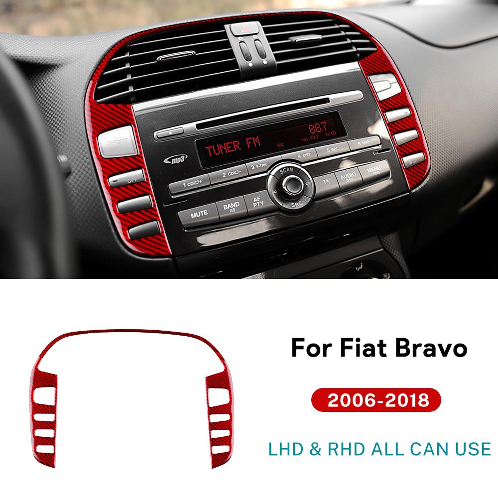 Real Soft Carbon Fiber Sticker For Fiat Bravo 2006-2011 2012 2013 2014 2015 2015 2016 2017 2018 LHD RHD Central Control Button