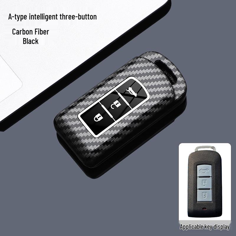Mitsubishi Key Cover: Carbon Fiber Textured Full Coverage for Outlander, ASX, Escape, Lancer