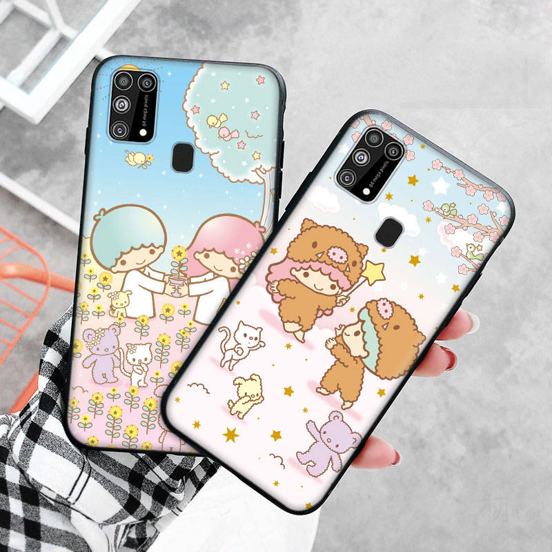 Black Case for Samsung Note 20 Lite S24 Ultra S23 A03 A05 A06 A11 A71 A15 A16 A13 A24 A25 A33 A52 A53 A50 M55 M35 Plus H-4 Little Twin Stars