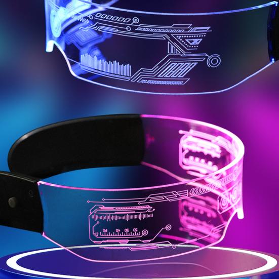 LED-briller 7 farger 12 moduser Cyberpunk briller Blinkende lysende briller for Halloween Cosplay-fest Bar