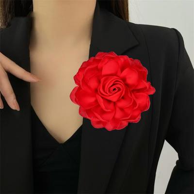 Látková květina Saténová růže s plochou zadní stranou Ručně vyrobené květy Klobouk Oblečení Gumička do vlasů Doplňky pro DIY řemesla Corsage Sponka do vlasů Brož Čelenka