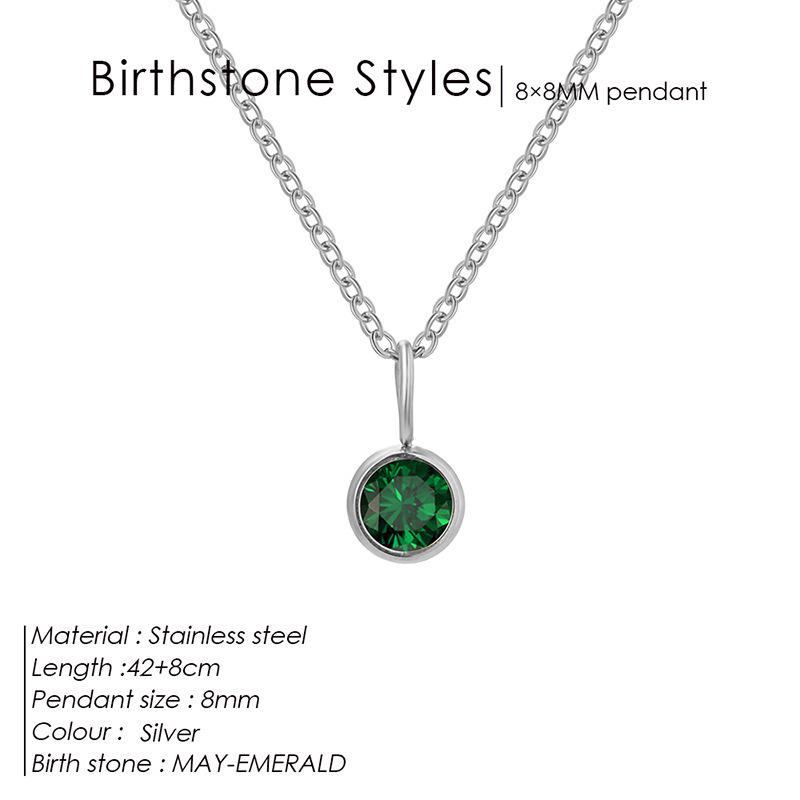 European & American Luxury Colorful Rhinestone Pendant Necklace - December Birthstone Stainless Steel Jewelry