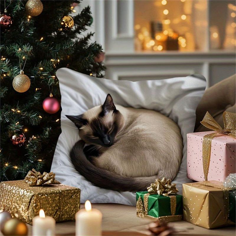 A Siamese Cat Design Cushion Covers Chair Living Room Pillowcase Cozy Zipper Sofa Pillow Covers Bedroom Indoor Home Decor