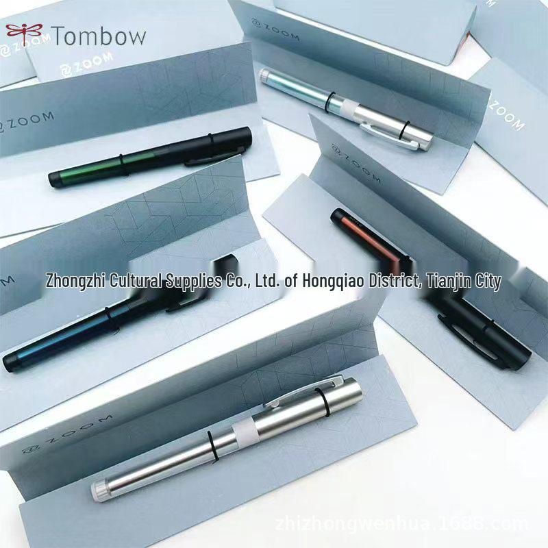 Tombow ZOOM L1 0.5mm Cap-Retractable Pen - New Colors: Black & Blue-Black Smoke Green - Black Refill