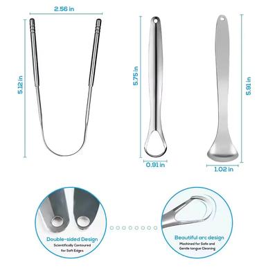 1pcs/2pcs/3pcs Metal Tongue Scraper Cleaner for Adults & Kids, Portable Stainless Steel Tongue Scrapers Brushes for Removing