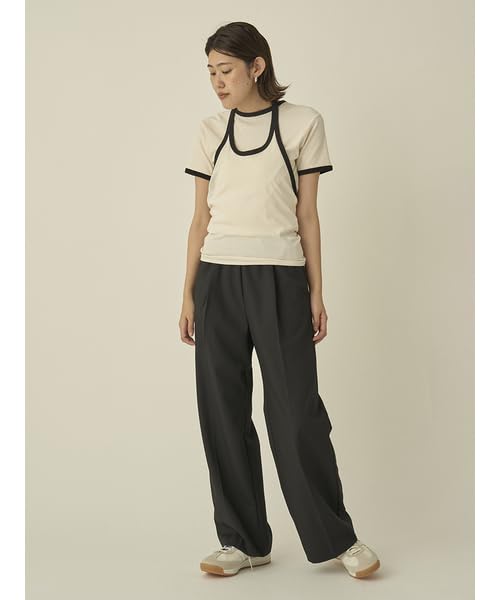 Emi Logo Jacquard Elastic Tuck Black Women's Pants, 13WFP251071,