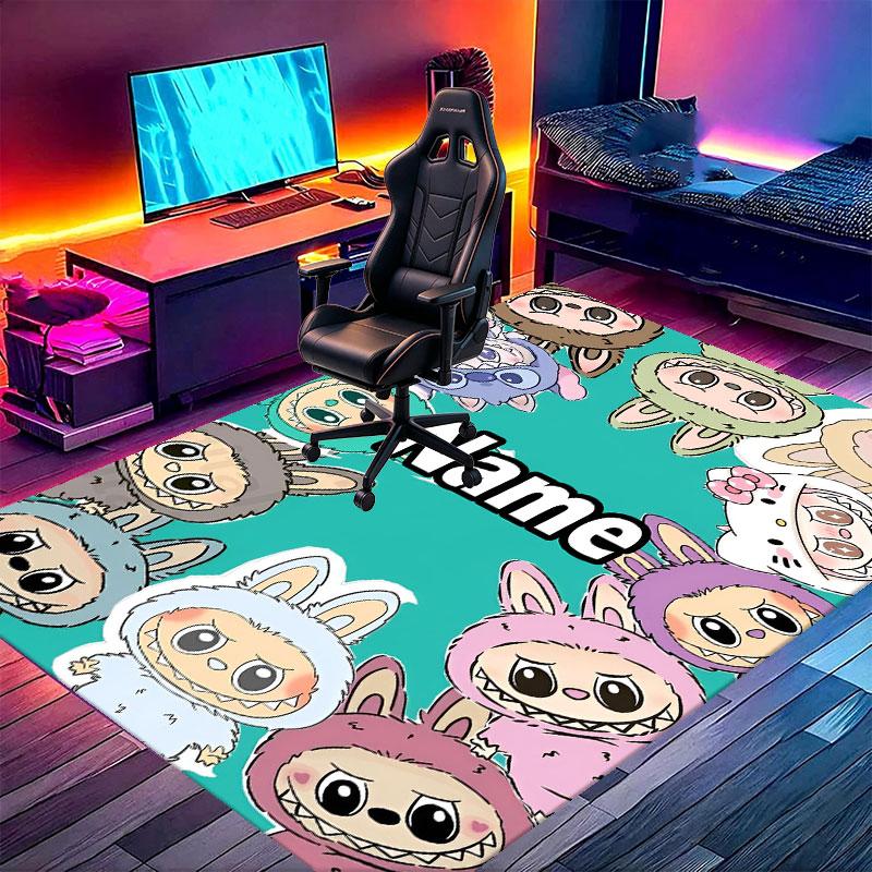 Custom Name Personalized Labubu Print Carpet, Versatile Home Decor Rug, for Playroom, Apartment, Balcony, Entryway, Hallway Gift