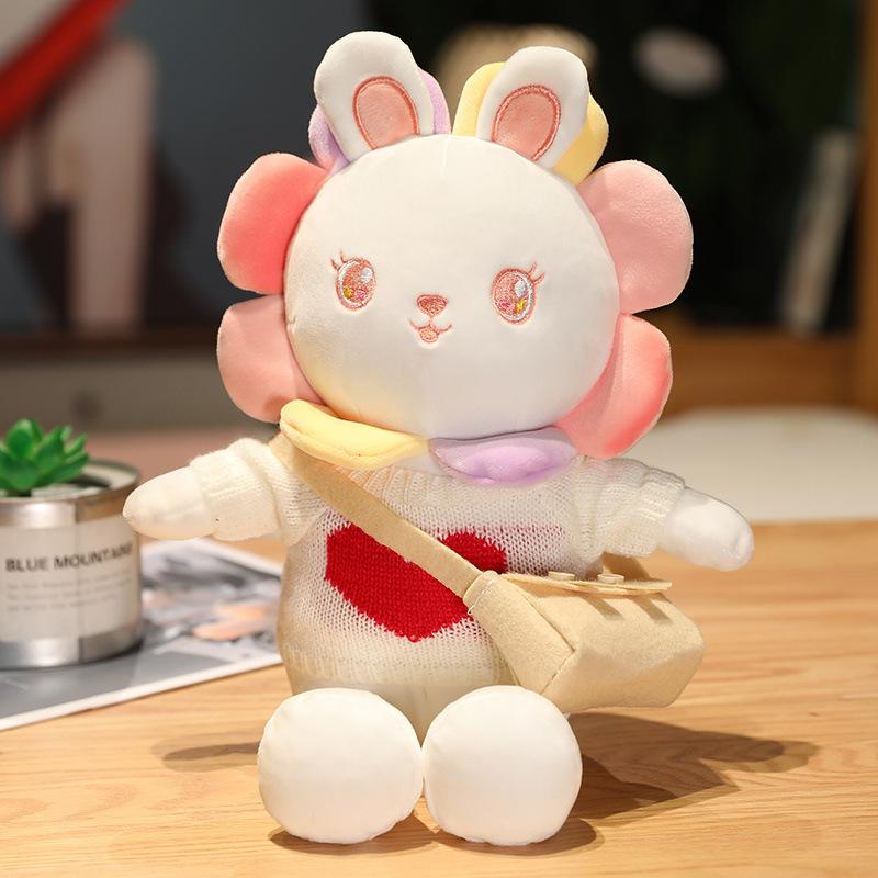Cute Sun Flower Drag Rabbit Plush Doll Doll Creative Children's Rag Doll White Rabbit Birthday Gift
