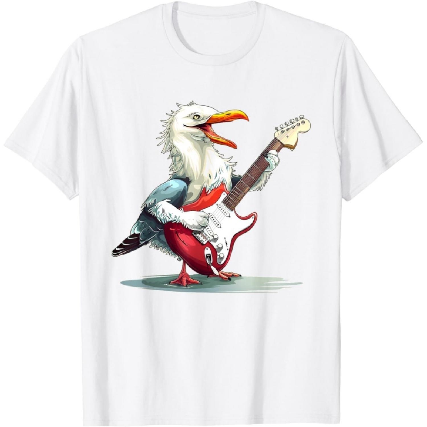 CekoCk Rocking Seagull on The Beach with Guitar T-Shirt XXXXXL белый