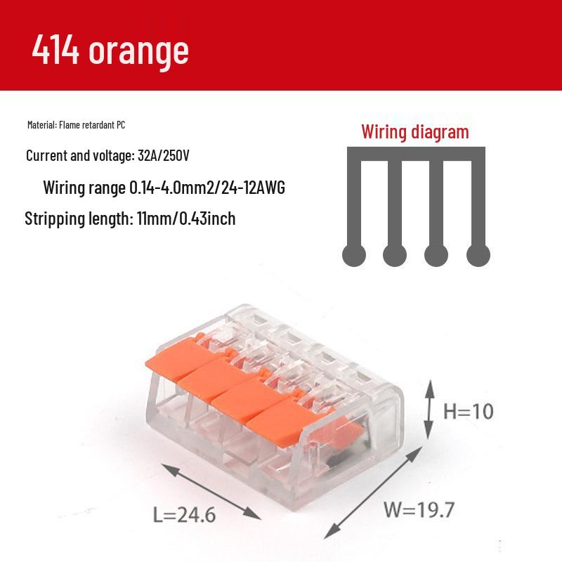 90PCS Quick and Transparent Wire Connectors - Models PCT412, PCT413, PCT415 (75 Cross-Border Pieces)