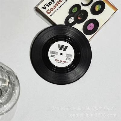 Einfache rutschfeste Vinyl-Schallplatten-Stil Platzsets - Hitzebeständige runde Untersetzer