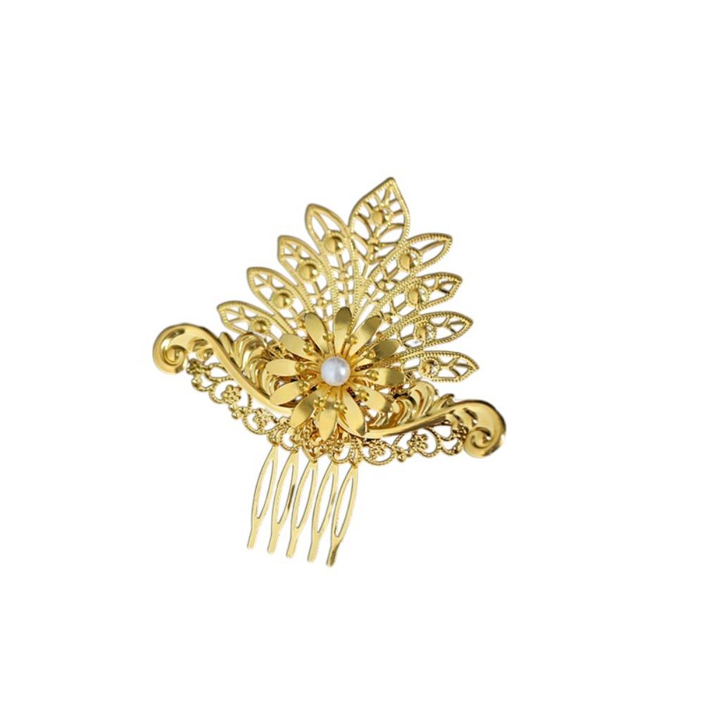 Gold Chinese Style Hairpin Floral Women Hair Stick Hair Accessories Hanfu Hair Comb Girl