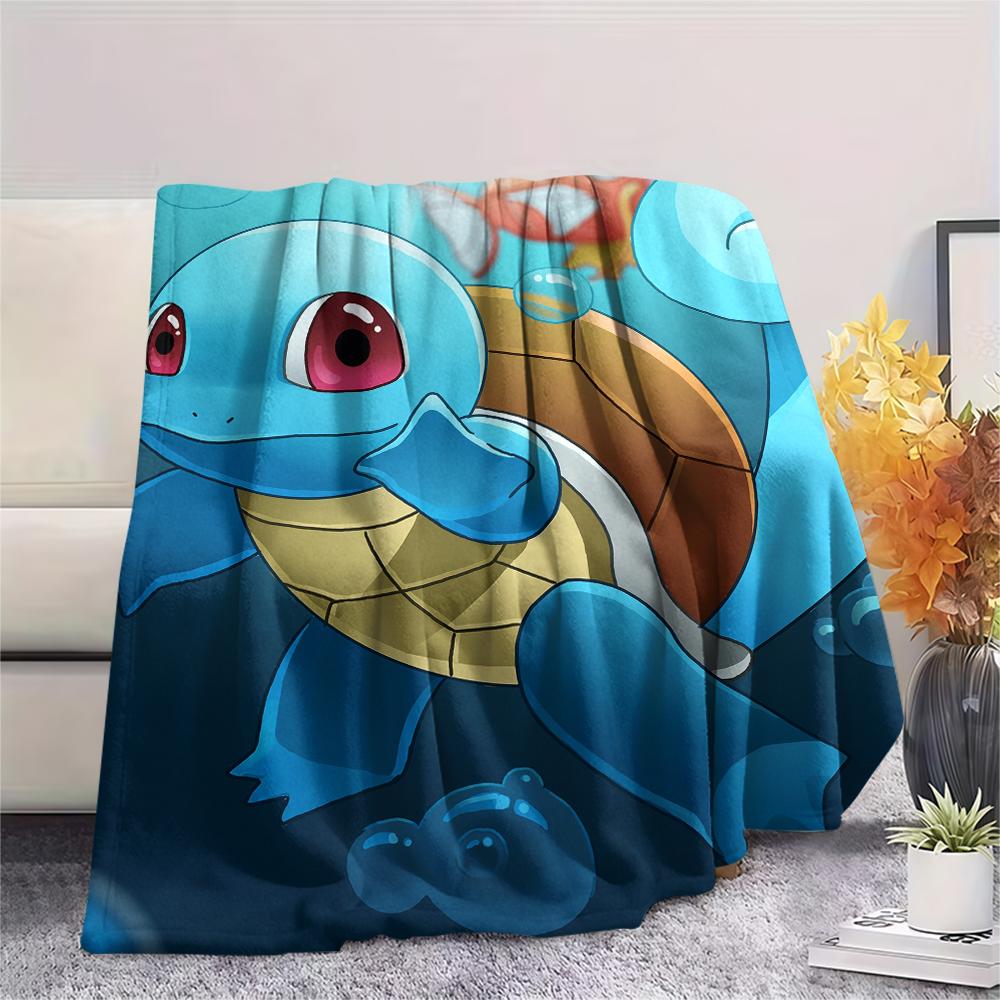 Flanelová deka se vzorem kreslené postavičky Squirtle, Vysoká kvalita, Pohodlná pro všechna roční období, Domácí dekorace, Teplo a pohodlí, Perfektní pro dárky.