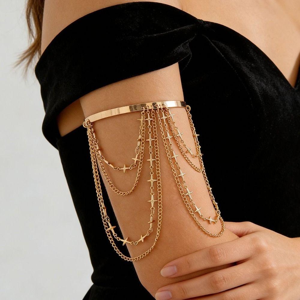 Alloy Material Fringed Arm Ring Punk Style Tassel Arm Ring Stylish Alloy Arm Ring Women
