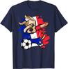 Dabbing Dog France Soccer Fans  French Flag Football  Men TShirt Short  Casual 100 COTTON  ONeck  T Shirts
