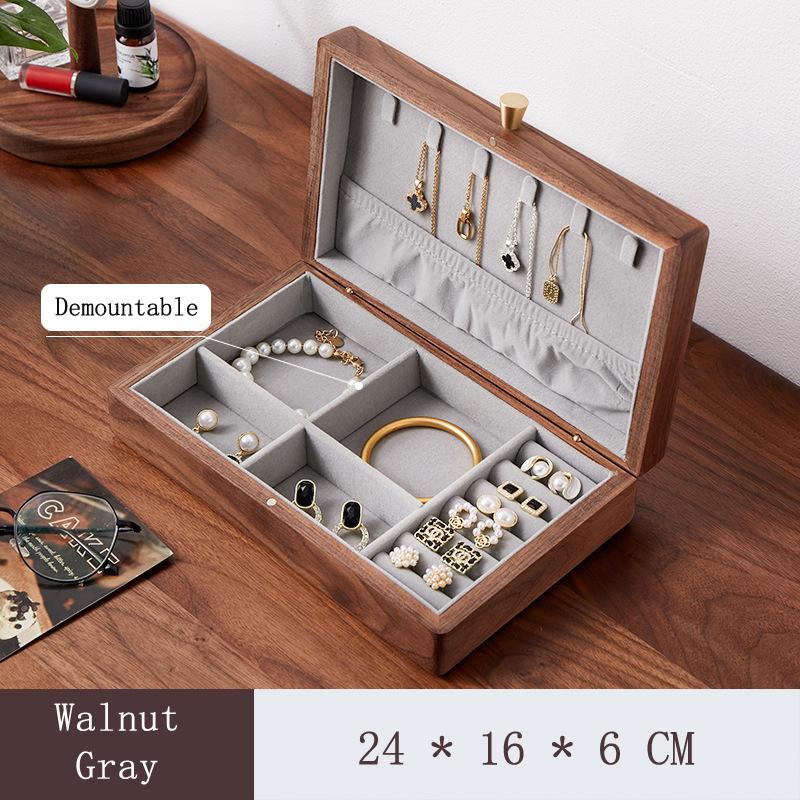 HeMu Solid Wood Jewelry Box Black Walnut Jewelry Box Jewelry Box Solid Wood Retro Storage Box Jewelry Box Wood Black Walnut Box