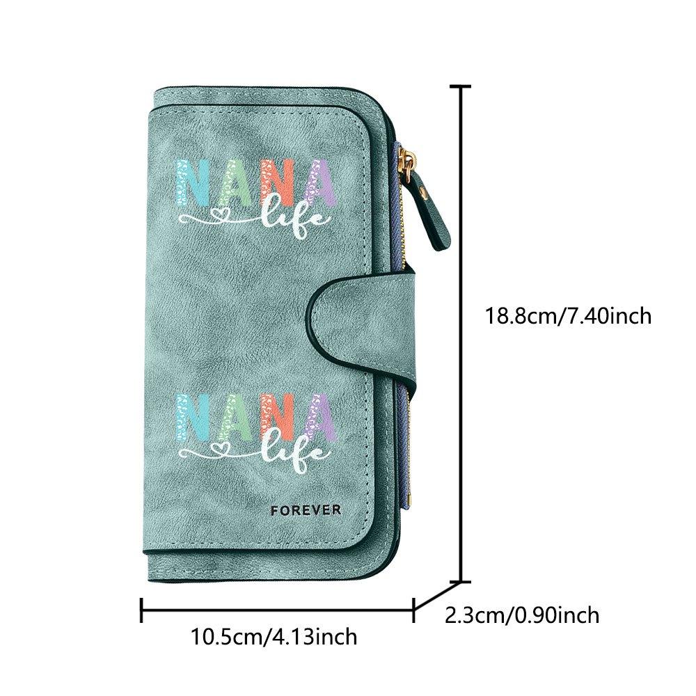 Fashionable Long Wallet with Colorful Animal Pattern and NANA Life Title Print Design Eye Catching Multifunctional Portable with Clasp for Coins