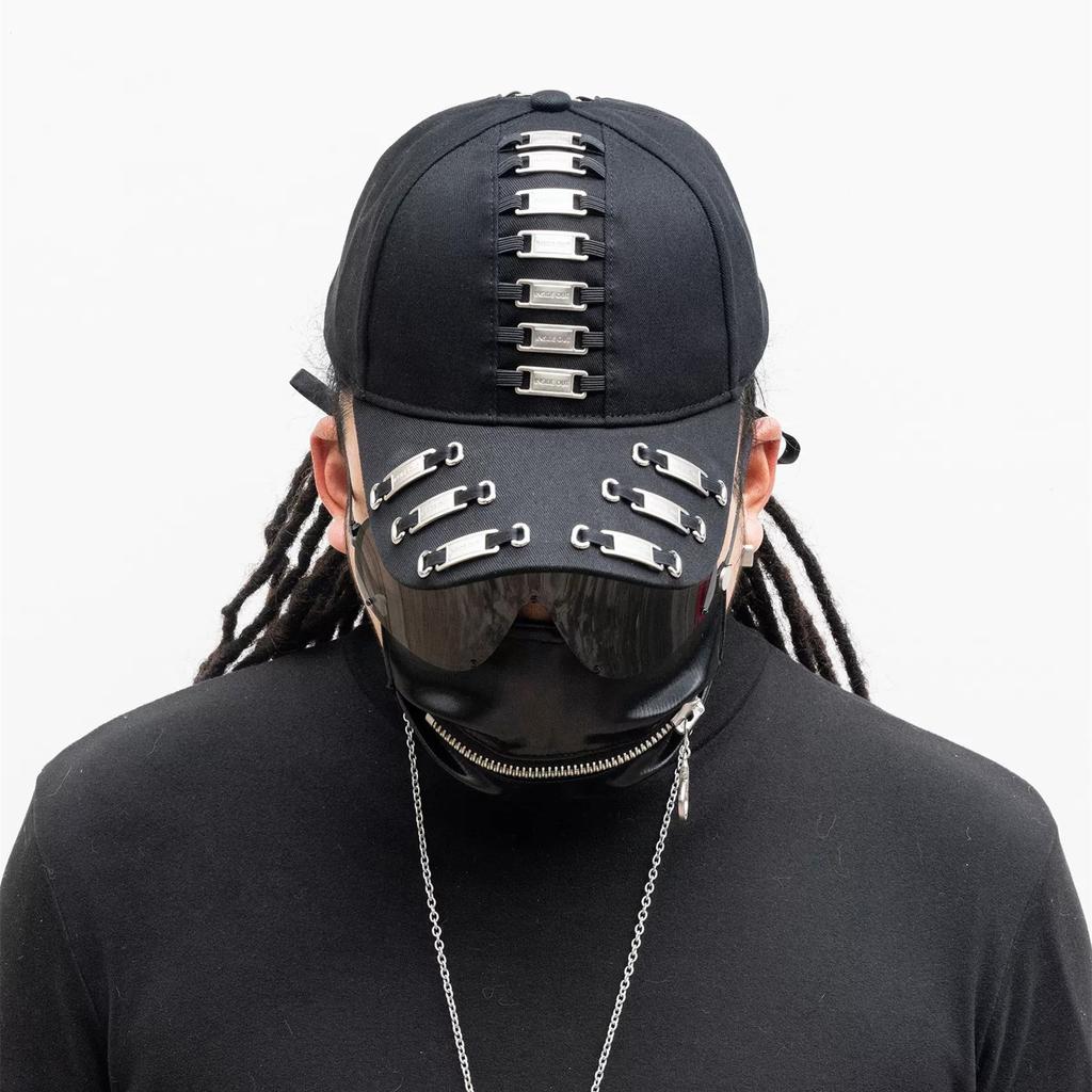 2026 Hip Hop Techwear Style Punk Rock Baseball Cap Men Street Casual Metal Decoration Functional Hat Niche Fashion Gorras