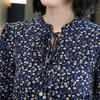 Módne a elegantné šifónové šaty s dlhým rukávom s kvetinovou potlačou a dizajnom tvarujúcim pás pre ženy plus size na jeseň