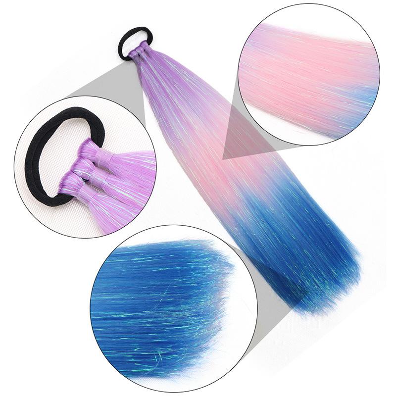 Colored Hair Extensions for Braids Ombre Ponytail Extension Colorful 18 Inch Crazy Tinsel Hair Day Accessories for Women
