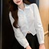 Women's Autumn Solid Colour Cardigan Lapel Long Sleeve Pleated Button Shirt