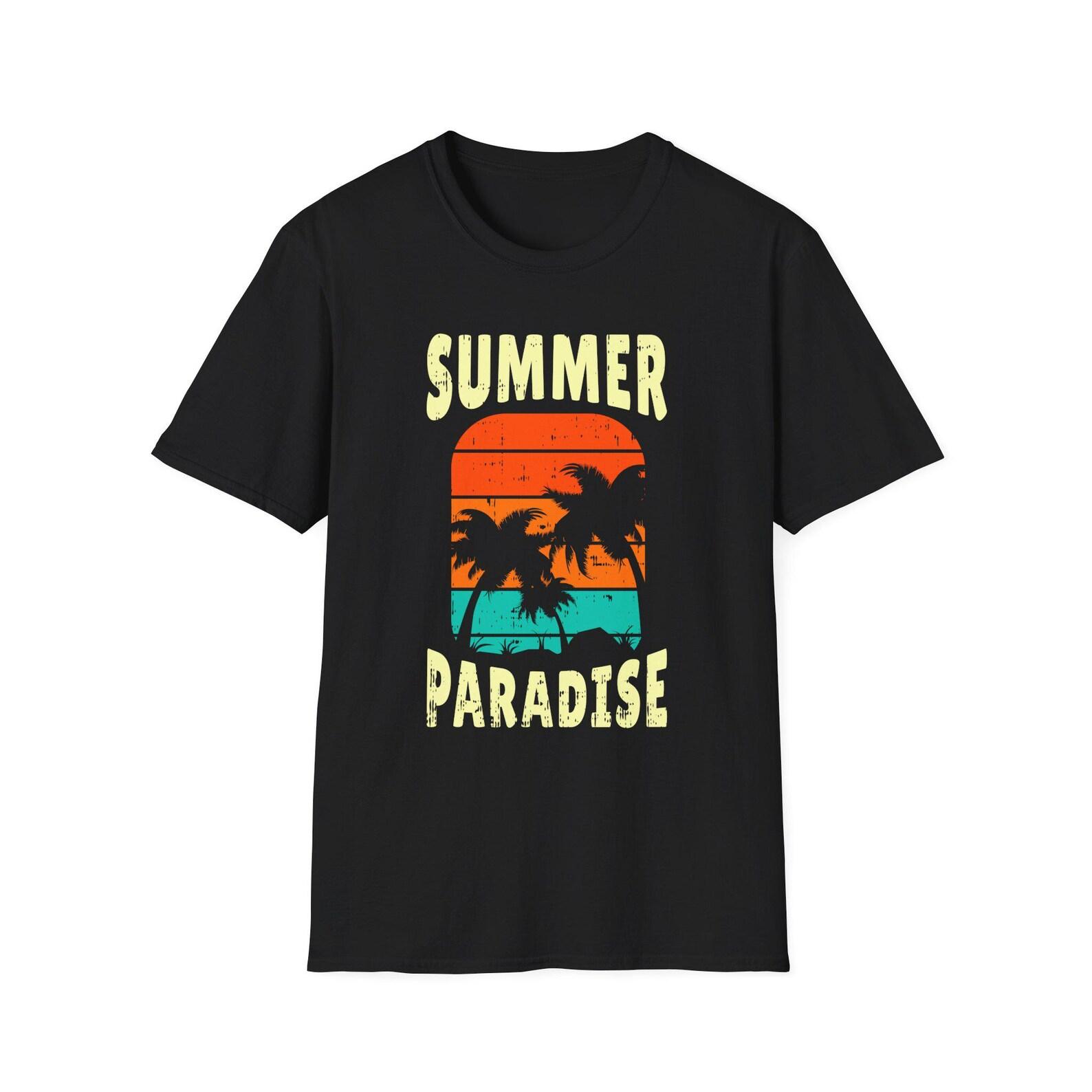 Summer Paradise palm tree sunset T-Shirt | retro beach design 3XL
