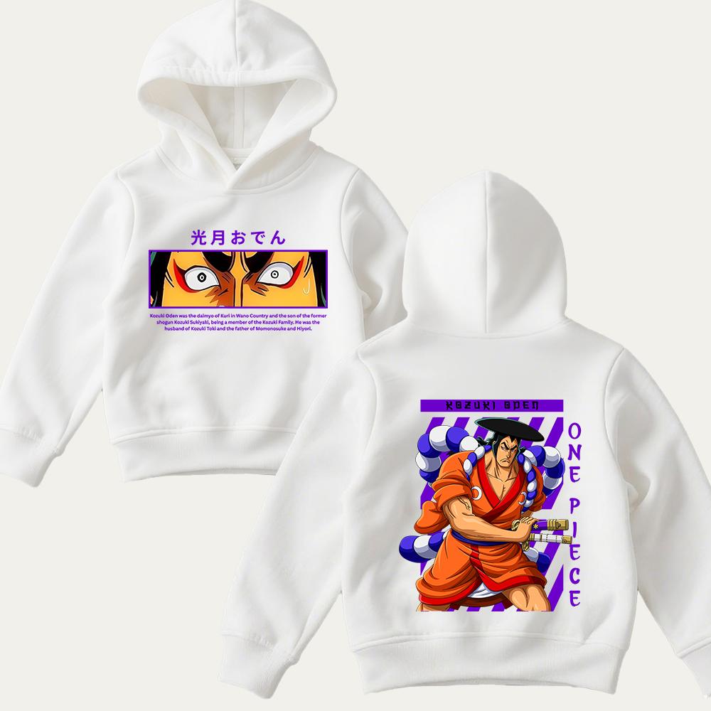 Kids Fleece Hoodie One Piece Kozuki Oden Print Casual Pullover Sweatshirt for Boys