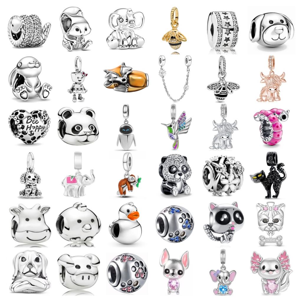 Europe New Copper Spring Flower Bee Charm Cute Cow Duck Cat Snake Dog Bead Fit Original Bracelet Jewelry For Gift