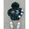 Casual Hooded Zip-Up Sweatshirt Teens Unisex Loose Fit Graphic Print Streetwear Fall