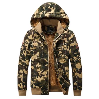 Camouflage Plus Fleece Jacket Pure Cotton Casual Jacket Autumn And Winter Plus Size Camouflage Hooded Jacket