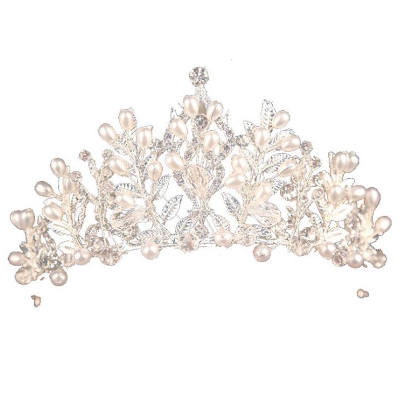 Corona di Perle Fatta a Mano Gioielli per Capelli da Sposa Tiara da Matrimonio Accessori per Capelli Bianco