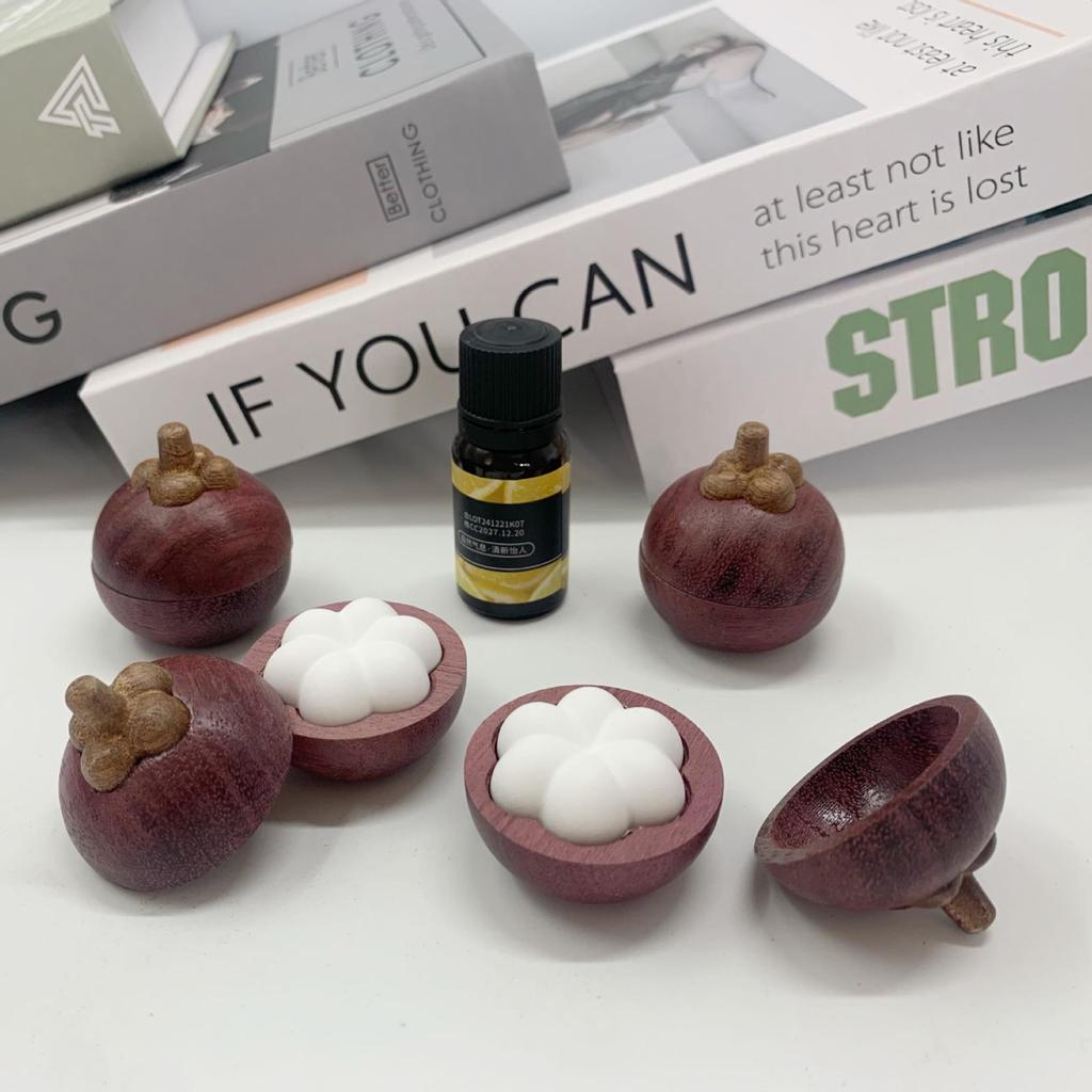 Purple Mangosteen Car Air Freshener: Essential Oil Diffuser with Wood, Stone, and Plaster for Creative Desktop Aroma
