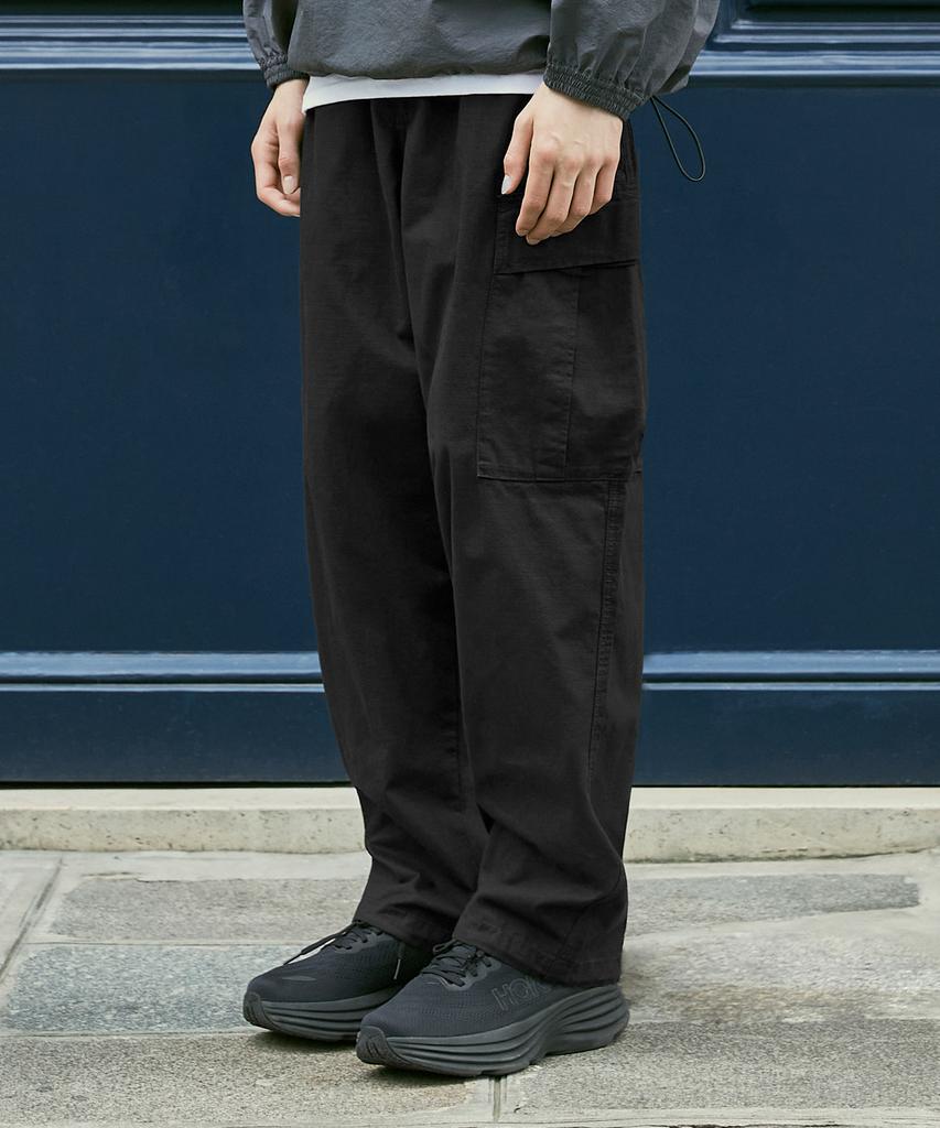 Peullukeu Wide Ripstop Cargo Pants Black Fpt113