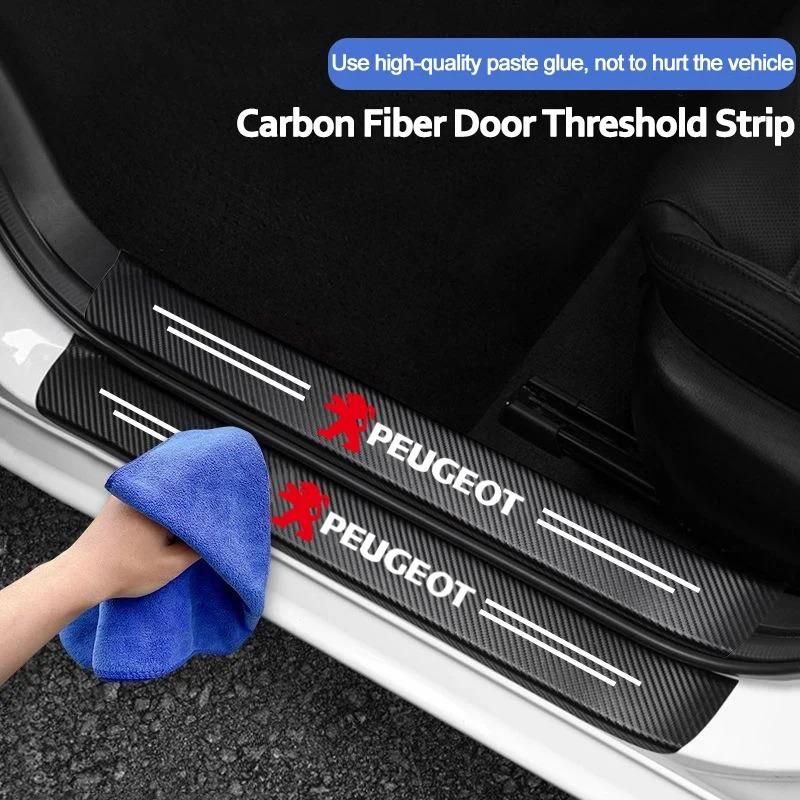 Universal 3D Carbon Fiber Car Door Sill Protector Stickers For b444 206 208 207 3008 308 2008 107 508 607 106 406 407 307 444b