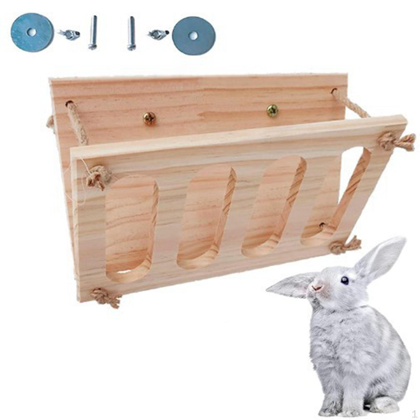 Wood Hay Feeder, Food Manger Dispenser Container Multifunctional Cage Accessories Holder for
