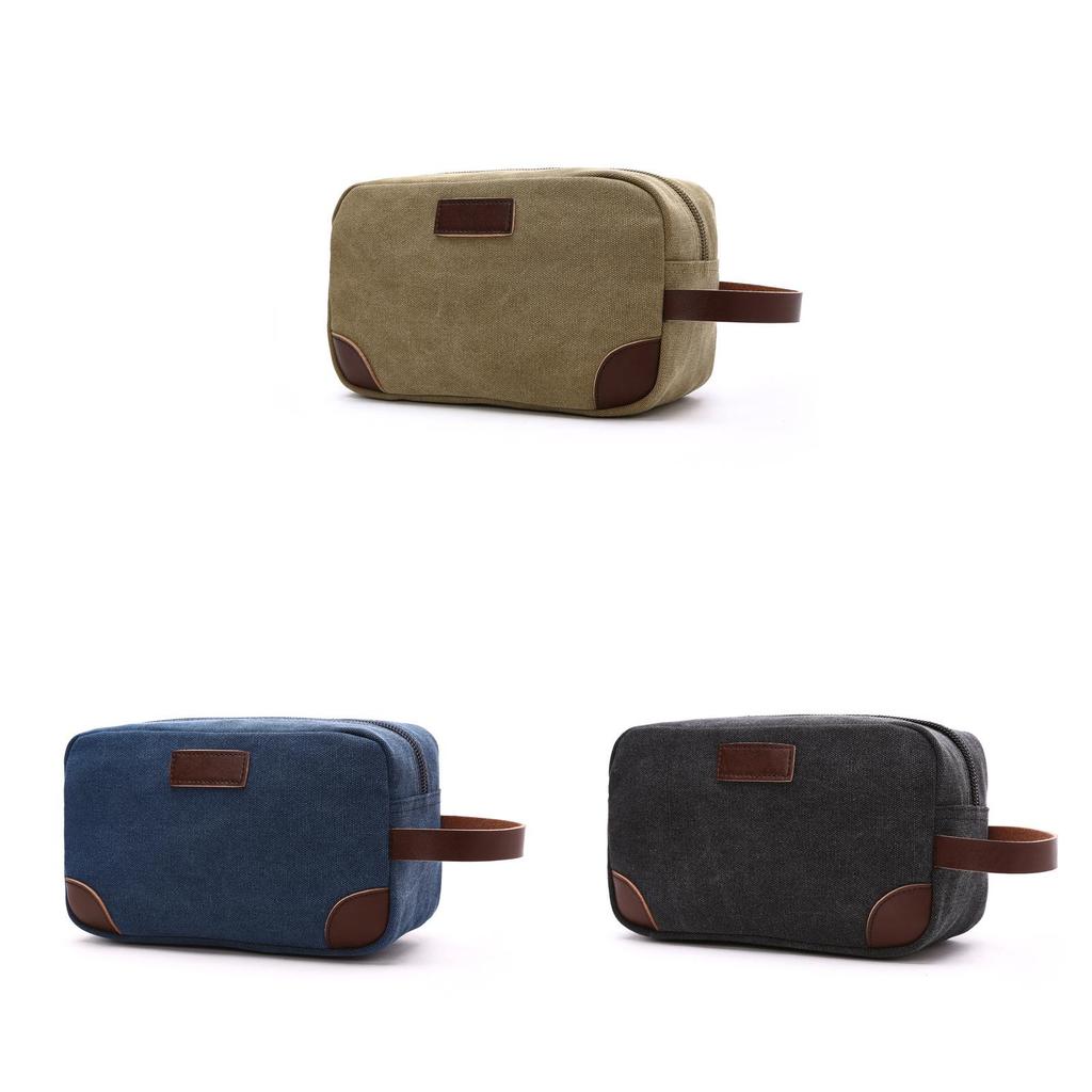 Korean Style Thick Casual Canvas Bag Solid Color Portable Coin Purse Unisex Storage Bag Makeup Bag