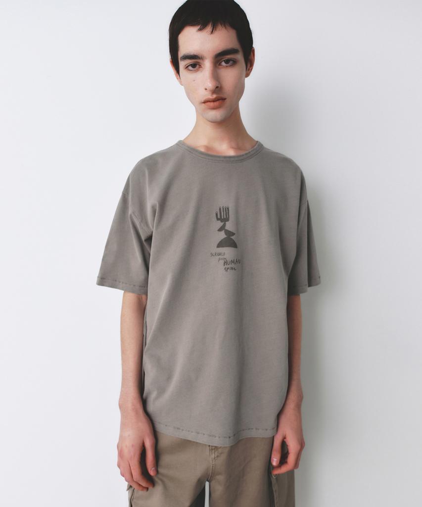 INSILENCE Faded Graphic T-Shirt Beige