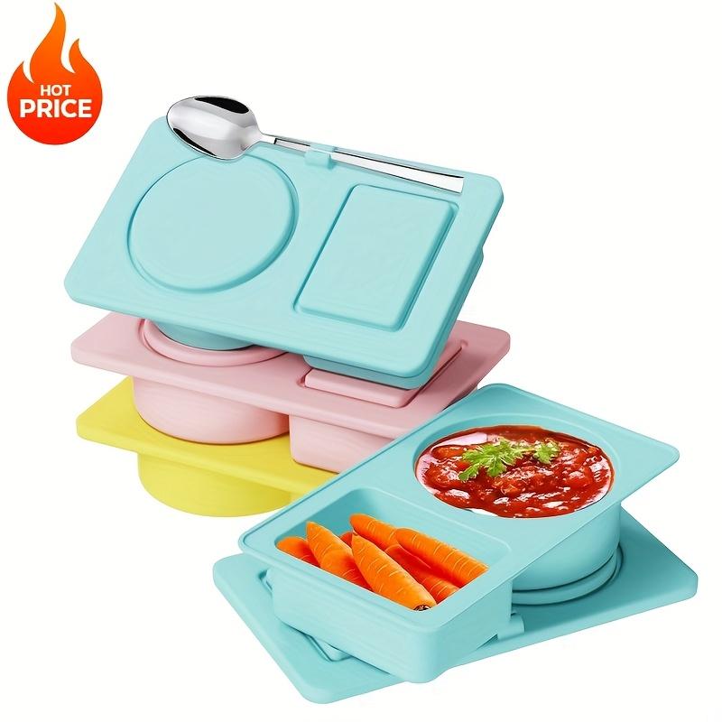 1 Stück wiederverwendbarer Silikon-Snackbehälter mit Deckel, doppelwandiger Snackbox-Behälter, Behälter für Salatdressing/Gewürze, Lebensmittelbox